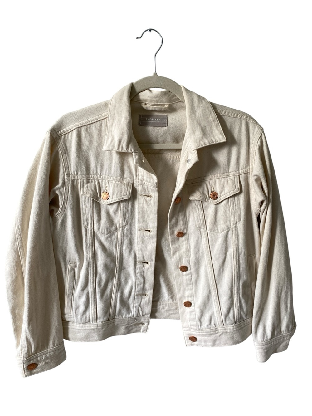 EVERLANE Cream Denim Jacket with copper buttons XS